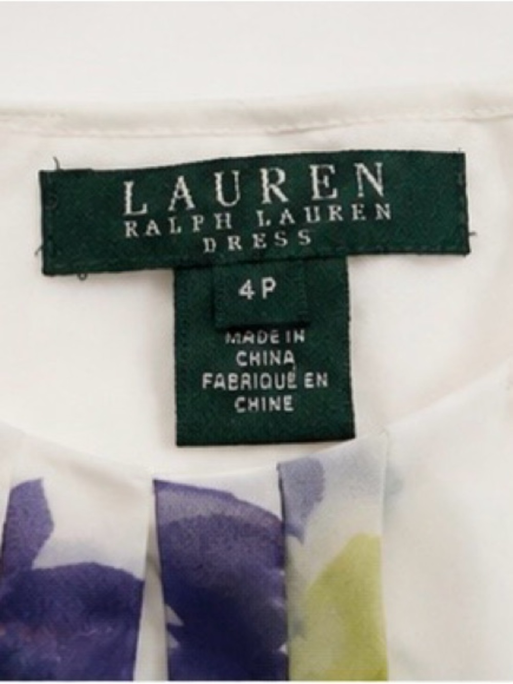 Lauren Ralph Floral Fit & Flare Dress 4P Petite Watercolor Sleeveless - Picture 3 of 13